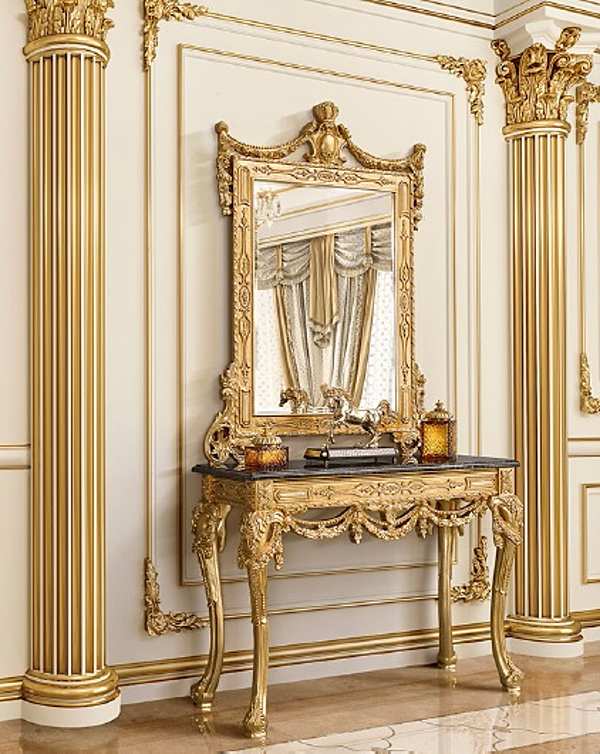 Console with mirror in Gastone Modenese gold finish factory MODENESE GASTONE from Italy. Foto №1