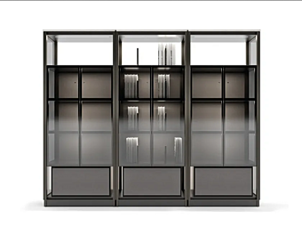 Sectional bookcase with built-in lights made of wood GIORGETTI DOMUS
