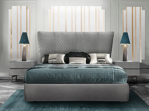 Upholstered double bed with padded headboard CASA +39 NYX N0001, N0006 factory CASA +39 from Italy. Foto №1