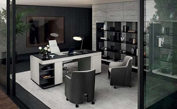Wooden executive desk with drawers I 4 Mariani Noah factory i 4 Mariani from Italy. Foto №10