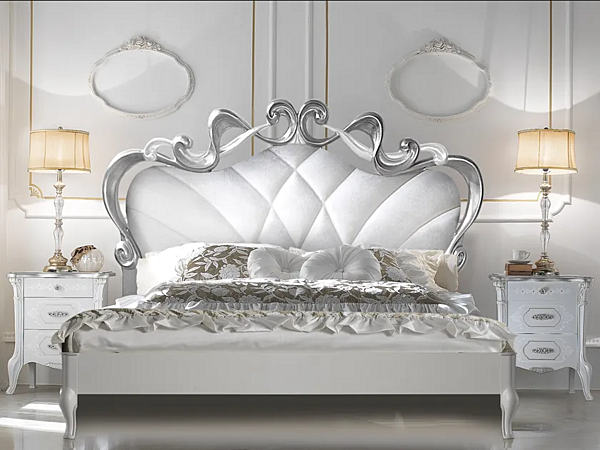 Wooden double bed with upholstered backrest CASA +39 BEATRICE 7802, 7803 factory CASA +39 from Italy. Foto №1