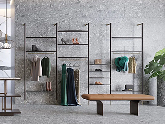 Wall Mounted Wood and Glass Bookcase Nima Borzalino factory Borzalino from Italy