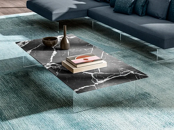 Rectangular coffee table in xglass by LAGO Air Collection factory LAGO from Italy. Foto №1