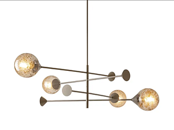 Handmade Blown Glass and Metal Pendant Lamp GIORGETTI New Kendama GA663G, GA663GUS