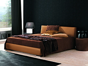 Upholstered double bed with rounded headboard Duomo Design Aron factory Duomo Design from Italy