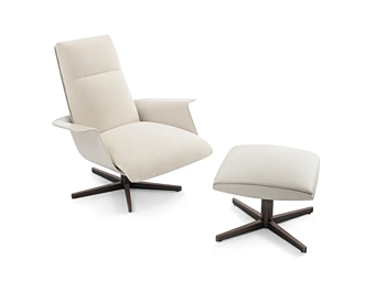 Swivel armchair with armrests upholstered in fabric GIORGETTI Clori