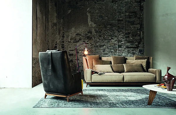 Three-seater sofa in leather or fabric VIBIEFFE Opera 430 factory VIBIEFFE from Italy. Foto №5