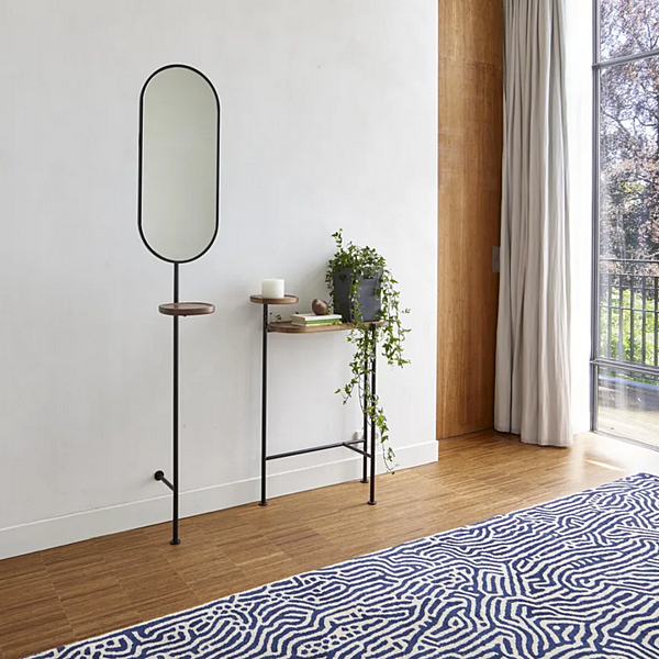 Oval wall-mounted mirror with shelf glass and steel LIGNE ROSET Loomy 19980485 factory LIGNE ROSET from Italy. Foto №3