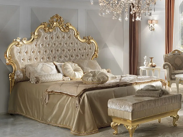 Wooden double bed with tufted headboard CASA +39 DIAMANTE 2102 factory CASA +39 from Italy. Foto №1