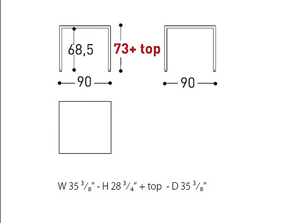 Square HPL Table VARASCHIN Victor 3865/3865L, 3866/3866L factory VARASCHIN from Italy. Foto №4