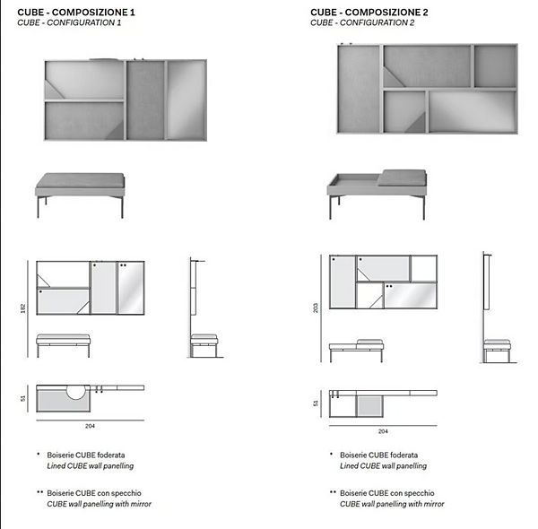 Open wall cabinet with mirrored back NOVAMOBILI Cube Collection factory NOVAMOBILI from Italy. Foto №4