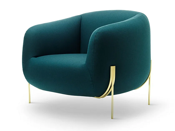Fabric armchair with removable cover and armrests Saba Geo factory SABA from Italy. Foto №2