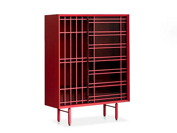 Wood and glass highboard with sliding doors Potocco SEN 886 MA 886/MA factory POTOCCO from Italy. Foto №1