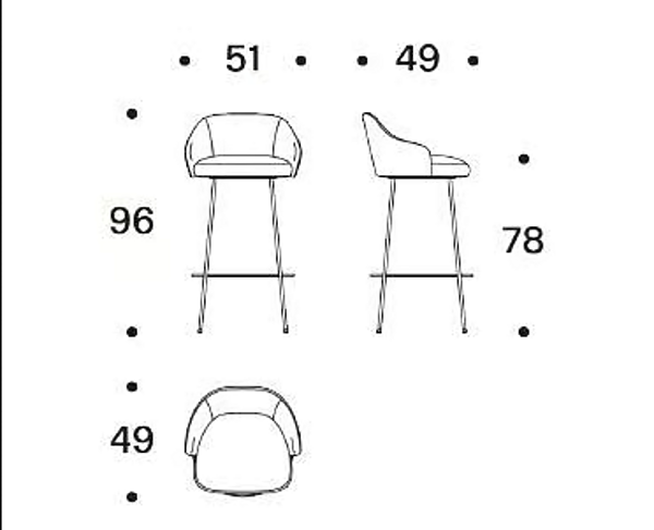 High upholstered fabric stool with back Saba Isabelle factory SABA from Italy. Foto №3