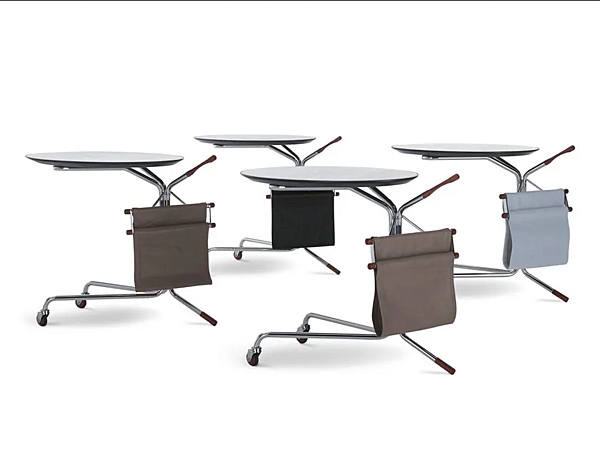 Tanned Leather Side Table with Castors and Magazine Rack i 4 Mariani factory i 4 Mariani from Italy. Foto №1