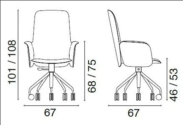 Swivel height adjustable leather office chair Electa tall FASEM ELECTA TALL BG factory FASEM from Italy. Foto №7