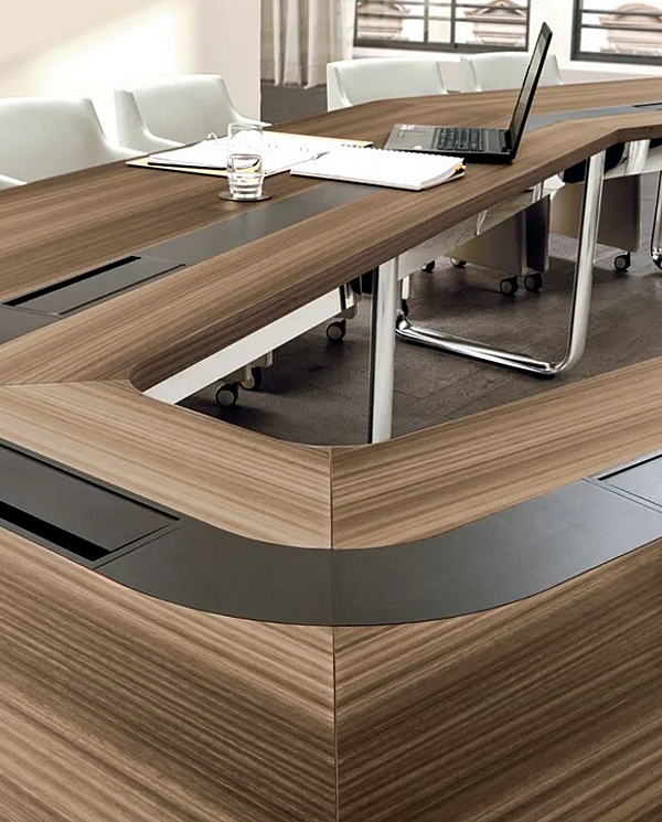 Modular wooden meeting table with cable management i 4 Mariani factory i 4 Mariani from Italy. Foto №4