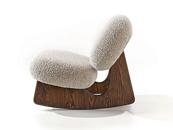Upholstered rocking armchair in wood with soft back Twig Nature Design factory NATURE DESIGN  (FRANCO MARIO) from Italy