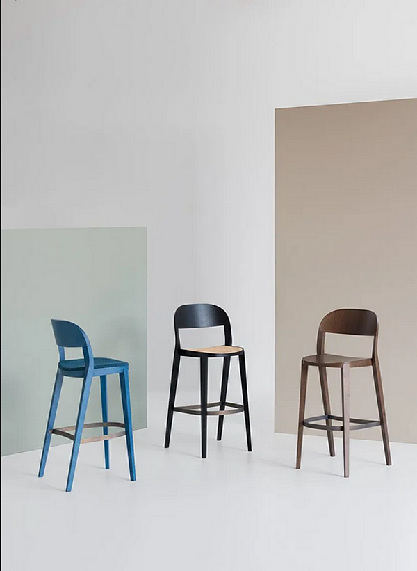 High Ash Stool with Back Minima Potocco 949/A factory POTOCCO from Italy. Foto №3