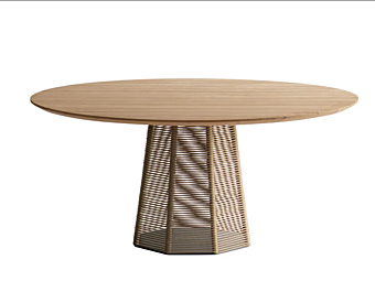 Ash garden table with nautical rope base Potocco Sophie 951 T 951/T