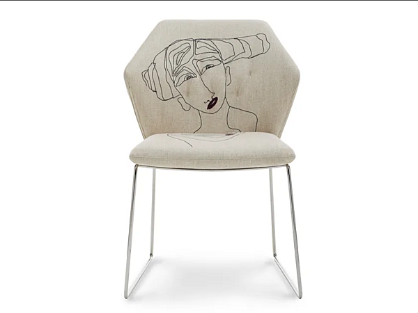 Upholstered fabric sled base chair New York Saba Marras factory SABA from Italy. Foto №1