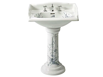 Pedestal washbasin porcelain Victorian blue Gentry Home