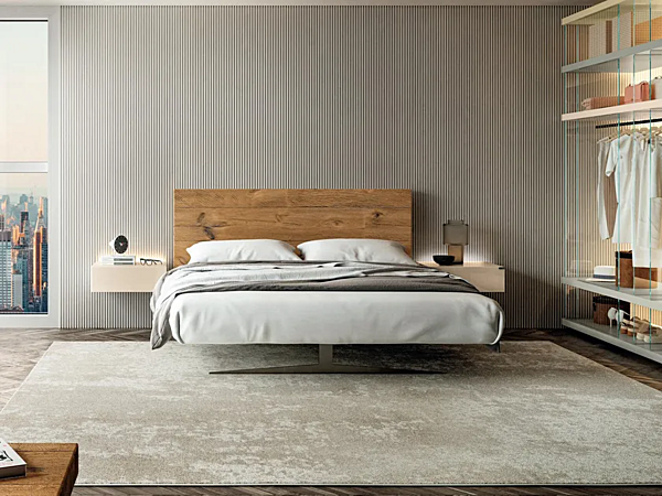 Wooden double bed with upholstered backrest LAGO Wildwood 1721 1721 factory LAGO from Italy. Foto №1