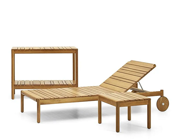 Teak Sun Lounger with Castors VARASCHIN Barcode 2180E factory VARASCHIN from Italy. Foto №8