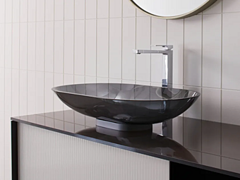 Countertop oval crystal washbasin ARTELINEA Milano B.90 Countertop oval crystal washbasin ARTELINEA Milano B.90 factory ARTELINEA from Italy