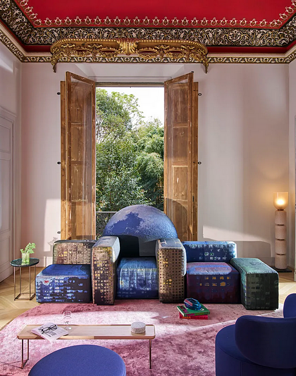 Sectional sofa with upholstered back CASSINA Notturno a New York factory CASSINA from Italy. Foto №5