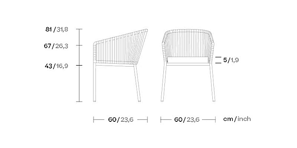 Fabric garden chair with soft back KETTAL Bitta factory KETTAL from Italy. Foto №9