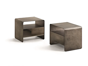 Rectangular metal bedside table with drawers Flou Foglio Rectangular metal bedside table with drawers Flou Foglio factory Flou from Italy