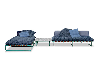 Sectional garden sofa in etched copper and fabric with chaise longue BAXTER Arizona factory BAXTER from Italy