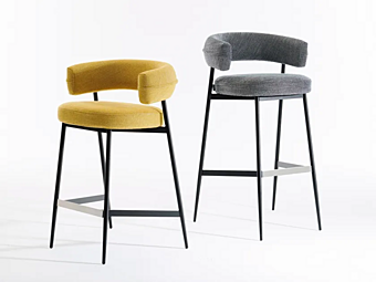 Upholstered fabric stool with back Nena ZANOTTA 2293