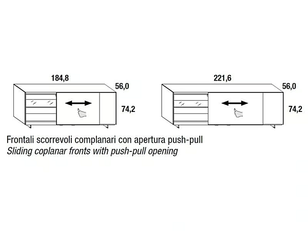 Glass sideboard with sliding doors LAGO Plenum XGlass 0833 factory LAGO from Italy. Foto №3
