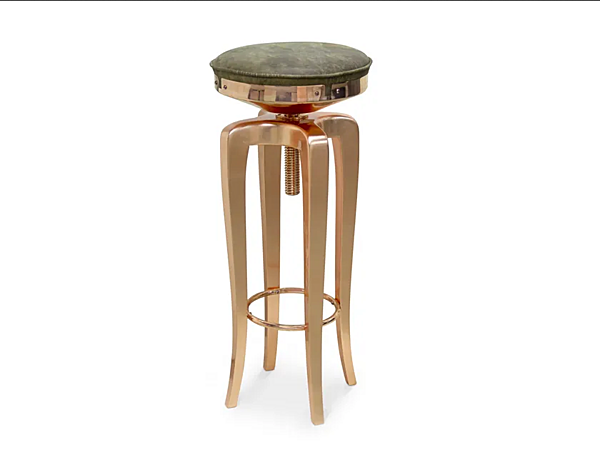 Copper Stool with Upholstered Back BRABBU Mohawk Collection factory BRABBU from Italy. Foto №1