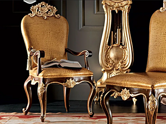 Upholstered leather armchair Modenese Luxury Interiors 11506 factory MODENESE GASTONE from Italy