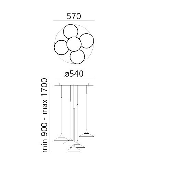 LED pendant lamp methacrylate Orsa Cluster Artemide factory Artemide from Italy. Foto №7