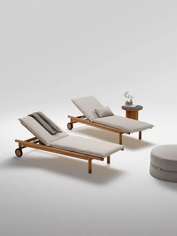 Teak Recliner Sun Lounger with Castors Atmosphera Apache factory ATMOSPHERA from Italy. Foto №2