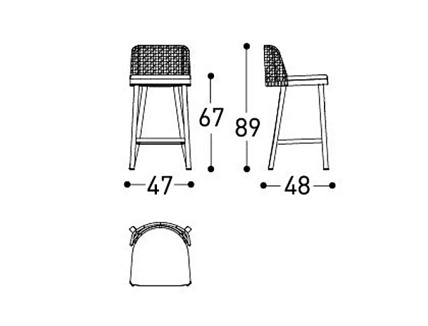 Garden stool with footrest in high powder-coated aluminum VARASCHIN EMMA 23650, 23651 factory VARASCHIN from Italy. Foto №8