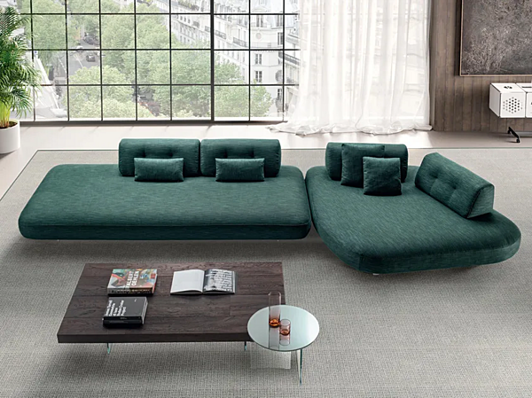 Corner fabric sofa sand LAGO 1153 factory LAGO from Italy. Foto №1