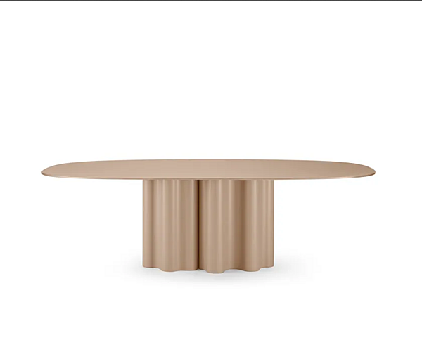Oval table with polyurethane base and lacquered glass top Saba Teatro Magico factory SABA from Italy. Foto №3
