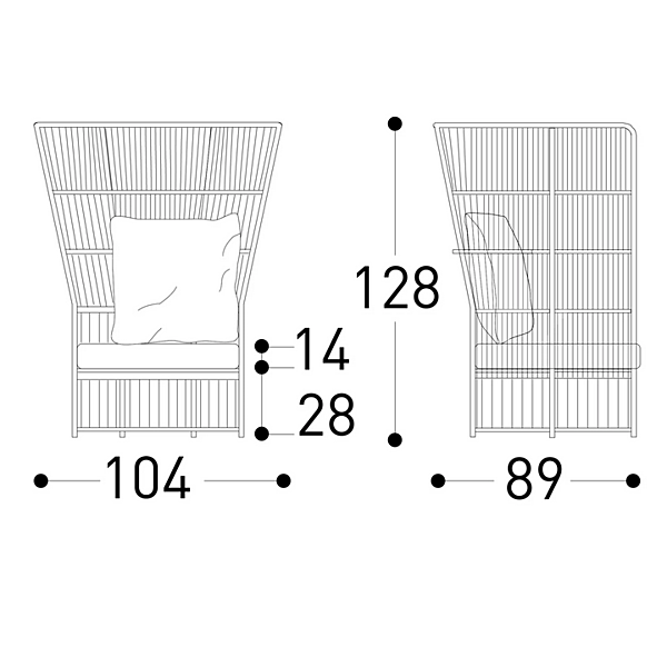 High back armchair with synthetic fiber weaving VARASCHIN TIBIDABO 1069 factory VARASCHIN from Italy. Foto №9