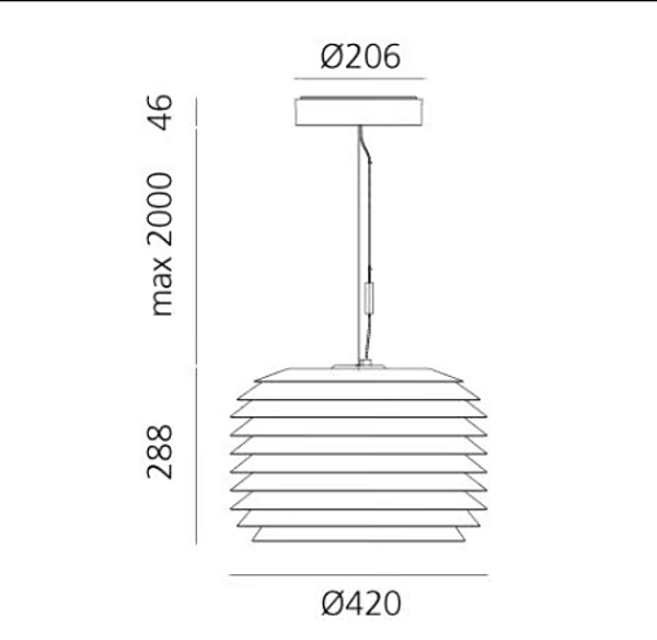 Aluminium Outdoor Pendant Lamp Slicing Artemide T250210, T250410, T250510 factory Artemide from Italy. Foto №15