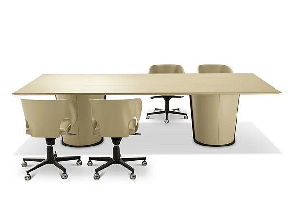 Rectangular Meeting Table Covered with Tanned Leather i 4 Mariani Papier factory i 4 Mariani from Italy. Foto №2