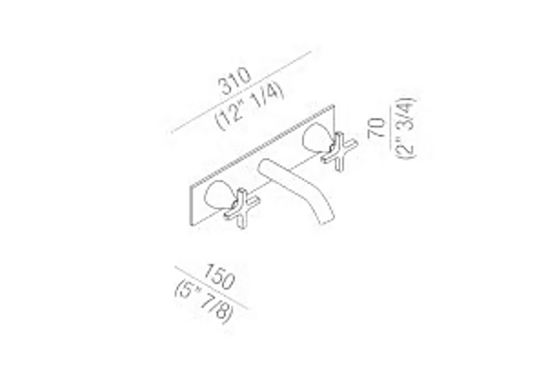 Wall Mounted Brass Washbasin Tap AGAPE Memory 3 Hole factory Agape from Italy. Foto №7