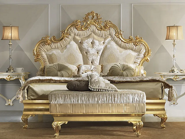 Wooden double bed with upholstered headboard CASA +39 DIAMANTE 2101 factory CASA +39 from Italy. Foto №1