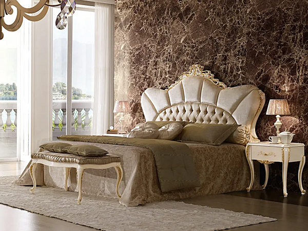 Double bed with upholstered headboard A.R. Arredamenti Ricasoli factory A.R.ARREDAMENTI SRL from Italy. Foto №9