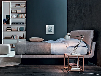 Fabric storage bed with upholstered back panel honey Molteni & C Fabric storage bed with upholstered back panel honey Molteni & C factory Molteni & C.(+VITRA) from Italy