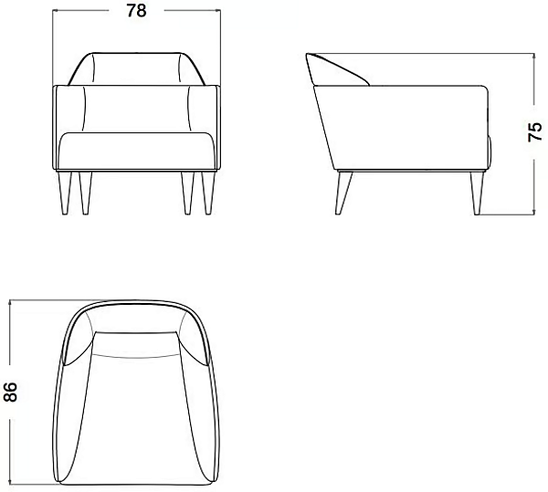 Armchair with armrests in leather and fabric Eclipse CPRN HOMOOD E234 factory CPRN HOMOOD from Italy. Foto №3